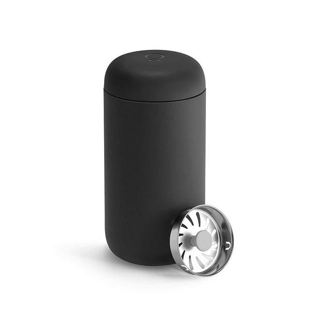 Fellow Carter Move Mug, Vacuum Insulated with Snap-In Splash Guard and True Taste Ceramic Coating (Matte Black, 12oz)