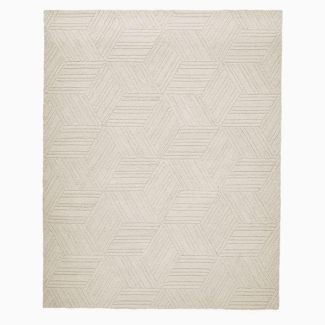 Textured Hexagon Rug, 5'x8', Alabaster