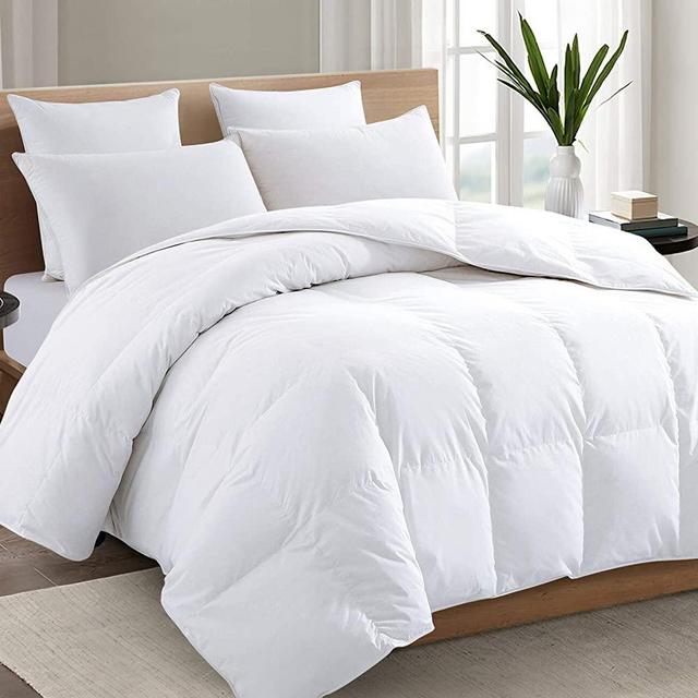 TEXARTIST Queen Size White Comforter Soft Quilted Down Alternative Duvet Insert with Corner Tabs, All Season, 4D Spiral Fiber, Machine Washable-88x88 inches,White