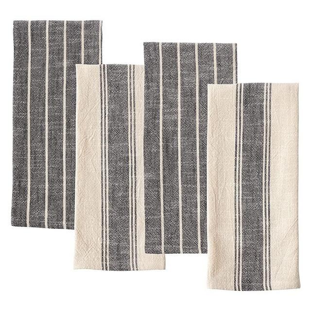 KAF Home Set of 4 Natural Rustic Farmhouse Slubbed Kitchen Towel | 100% Cotton Dish Towel, 18 x 28 Inches | Soft and Absorbent | Set of 4