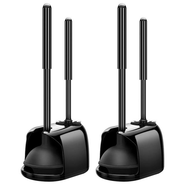 SetSail Toilet Brush and Plunger Set, 2 Packs Toilet Plungers for Bathroom Heavy Duty Toilet Bowl Brush and Holder Hidden Toilet Plunger and Brush Set for Deeply Cleaning 2 Packs - Black