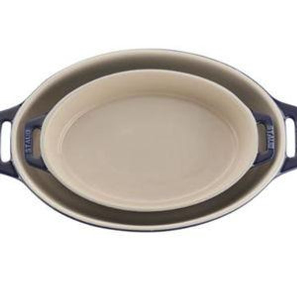 Staub Ceramic 2-pc Oval Baking Dish Set - Dark Blue