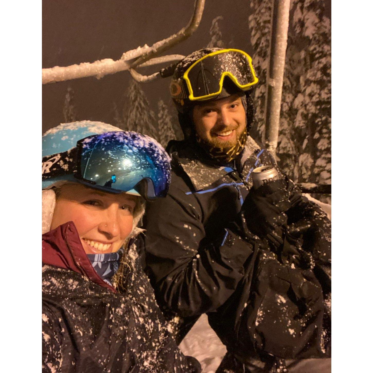 Night snowboarding on Snoqualmie