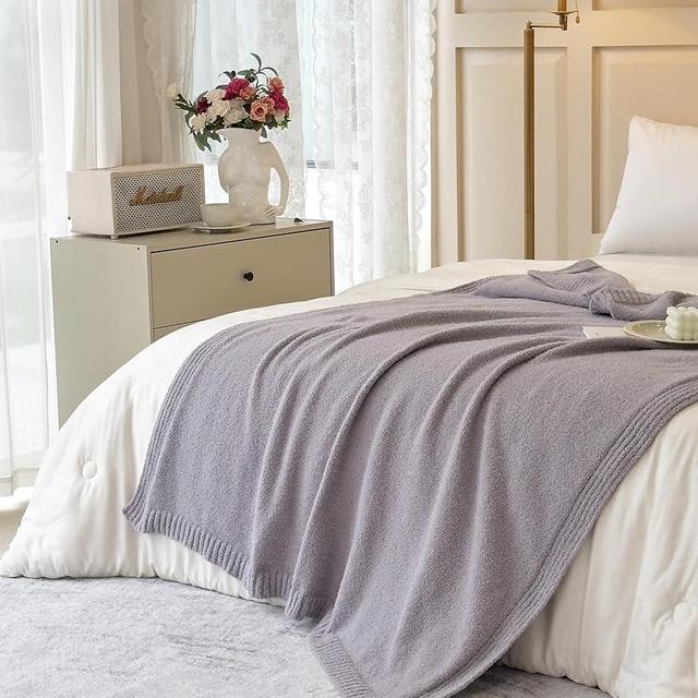 Ultra-Soft Solid Color Fluffy Microfiber Knitted Throw Blanket Super Cozy Lightweight Bed Blanket for Sofa Couch Bed Travel 50"x60"¡­