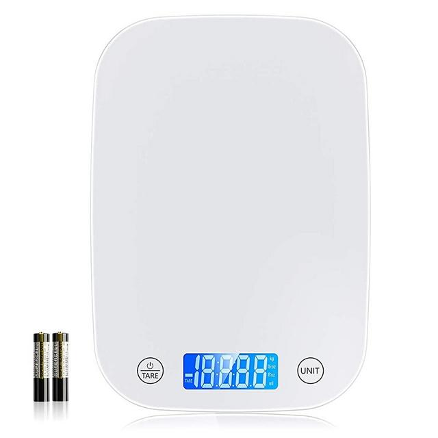 Nicewell Food Scale, 22lb/10kg White Kitchen Scale for Baking Cooking, Weighs in Grams and Ounce with 0.1oz/1g Resolution, Sleek and Water-Resistant Panel