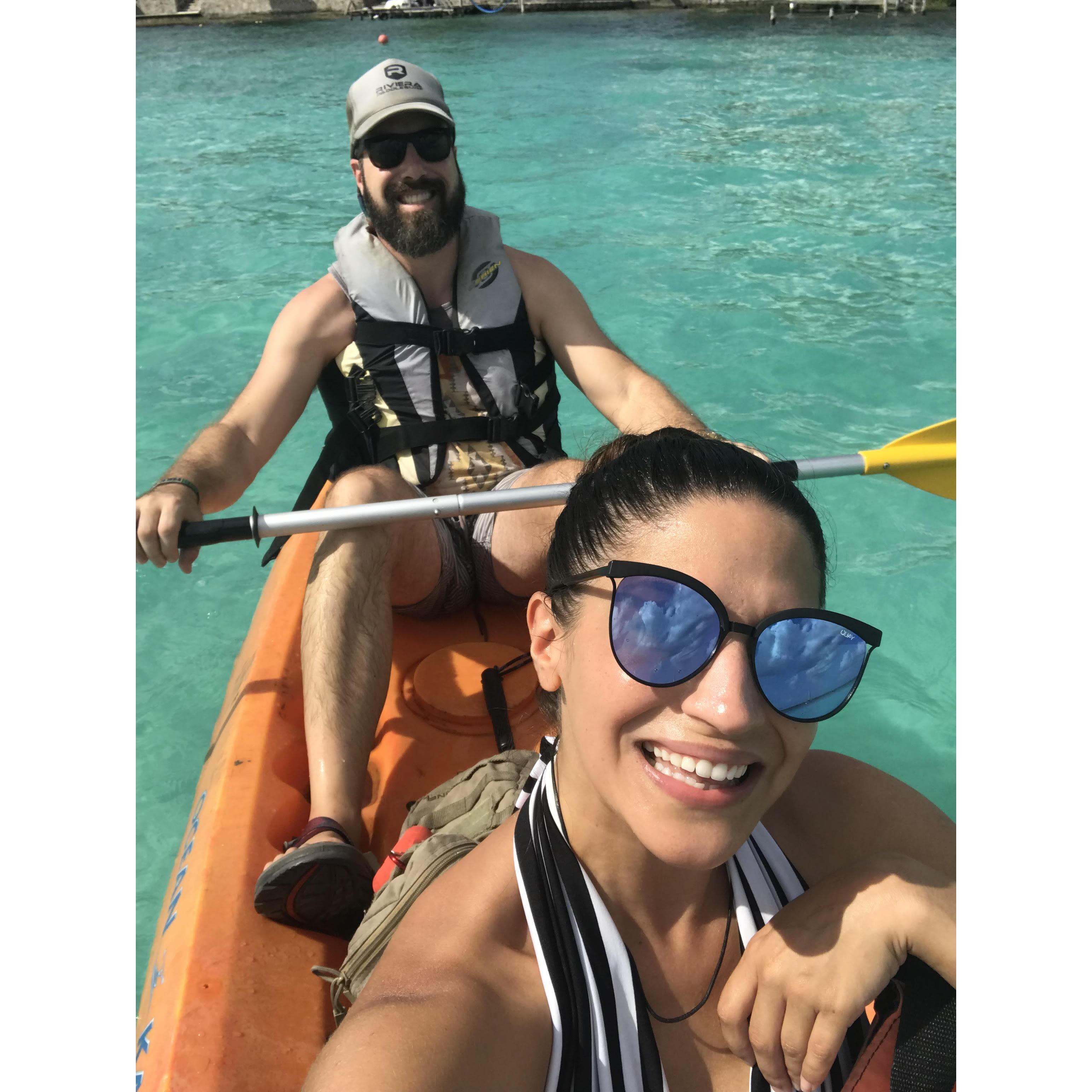 Kayaking on Bacalar Lagoon