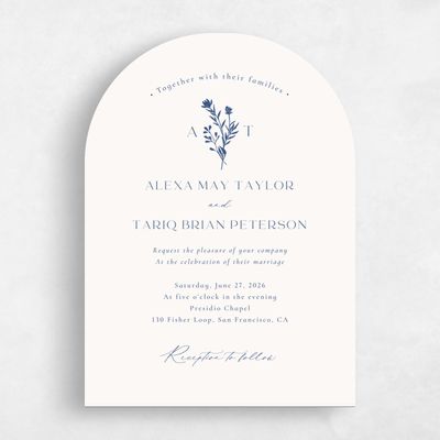 Blue Arch Wedding Invitation - Hazel Portrait