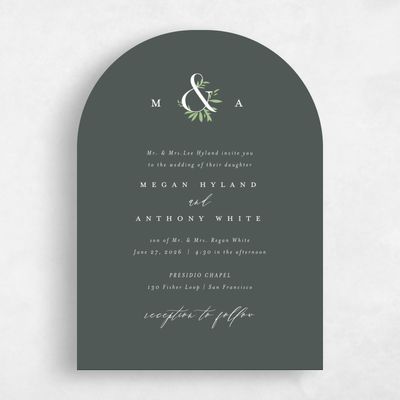 Dark Seaweed, Green Wedding Invitation - Jackson Classic