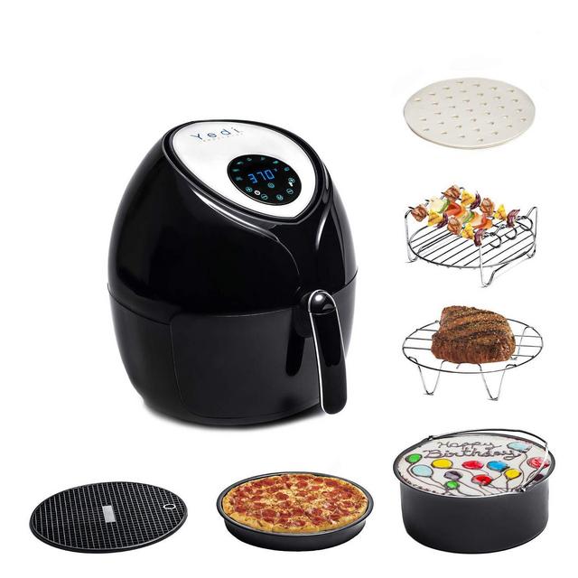 Total Package Air Fryer, 8-in-1 Digital Screen, with Endless Recipes, and Deluxe Accessory Kit by Yedi Houseware (3.7 QT)