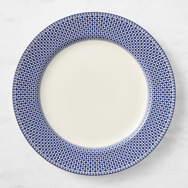English Floral Geo Charger, Set of 8, Blue