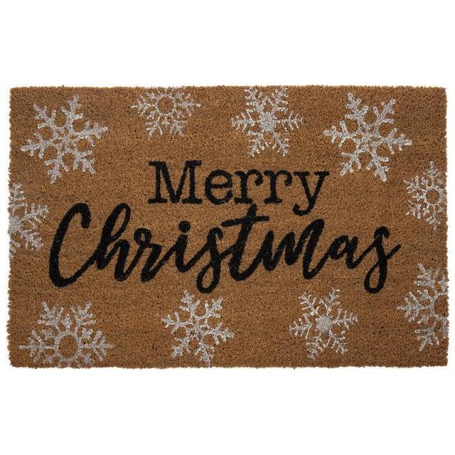 Merry Christmas Snowflakes Coir Doormat
