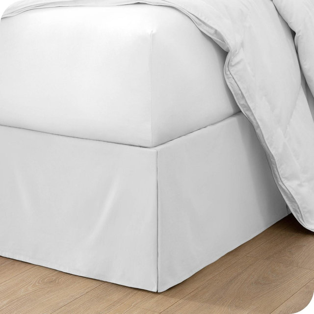 Tailored 15 inch Pleated White King Bed Skirt by Bare Home