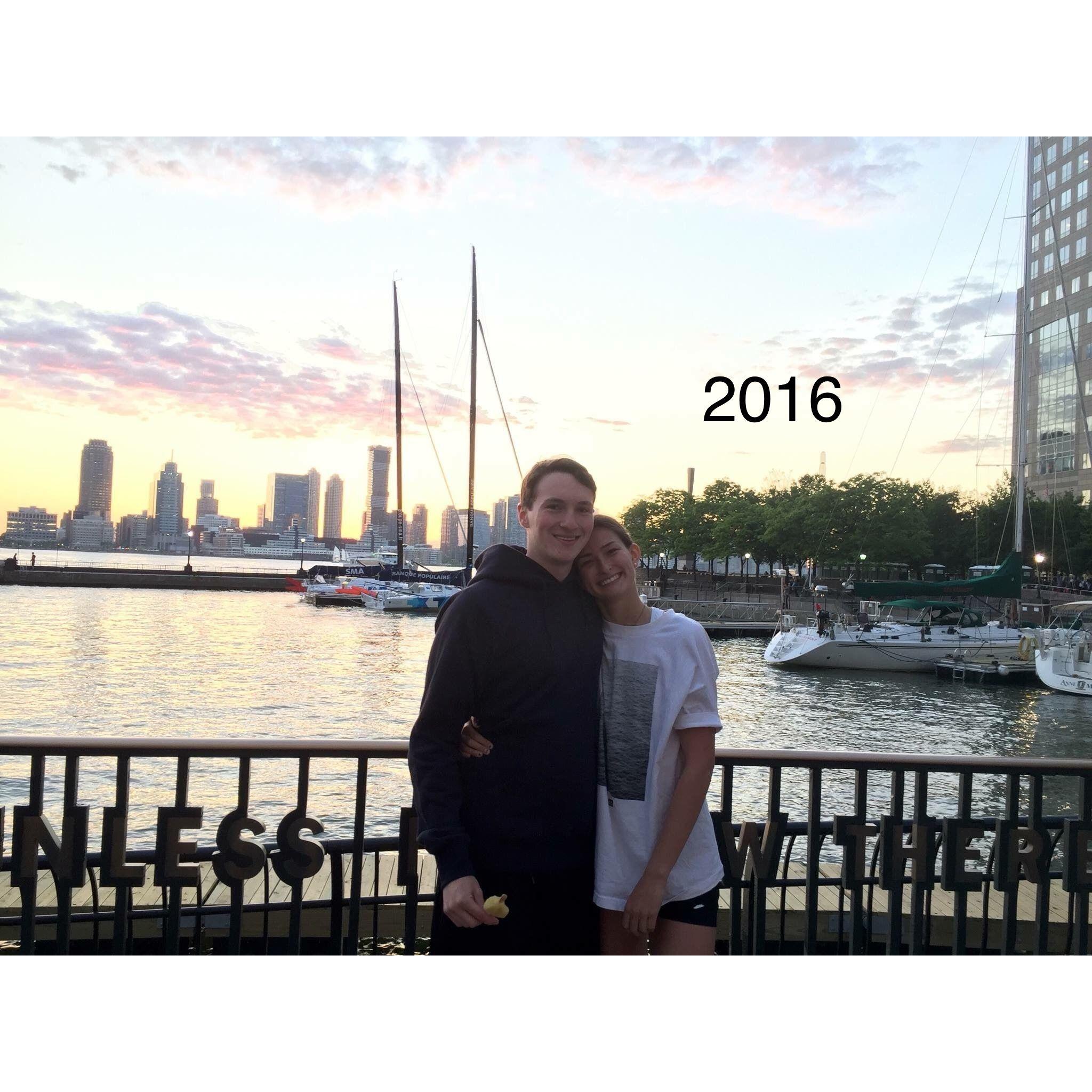 A trip to NYC. Caity and Adrian ran a race by Battery Park. They later moved near this area in 2021.