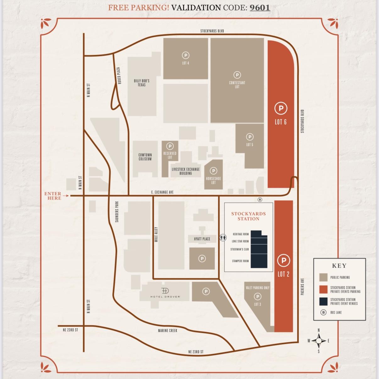 Lots 2 and 6 are where you park using the code 9601