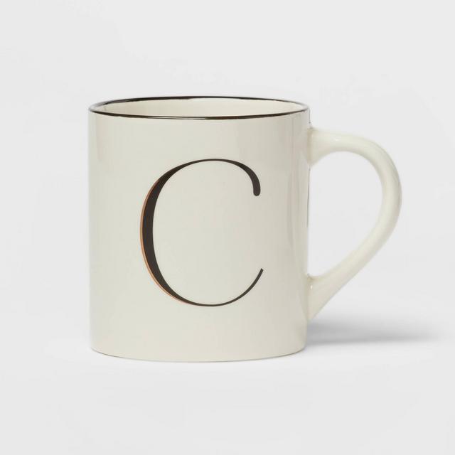 16oz Stoneware Monogram C Mug Ivory - Threshold™