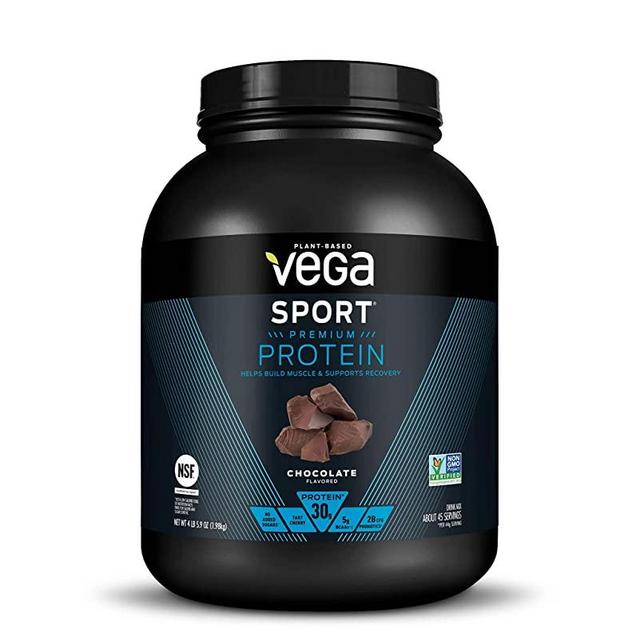 Vega Sport Premium Protein Powder, Chocolate, Vegan, 30g Plant Based Protein, 5g BCAAs, Low Carb, Keto, Dairy Free, Gluten Free, Non GMO, Pea Protein for Women and Men, 4.36 Pounds (45 Servings)