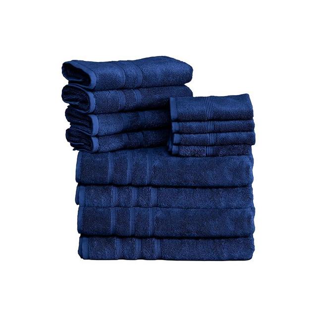 Mosobam Luxury Turkish 12pc Towel Set 30X58 16X30 13X13 Navy Blue 700 GSM Bamboo Viscose & Aegean Turkish Combed Cotton