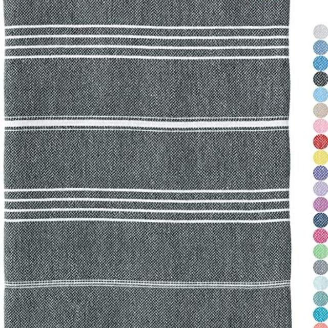 WETCAT Original Turkish Beach Towels (39 x 71) - Prewashed Bath Towel, 100% Cotton - Highly Absorbent, Quick Dry and Ultra-Soft - Washer-Safe, No Shrinkage - Stylish, Eco-Friendly - [Black]