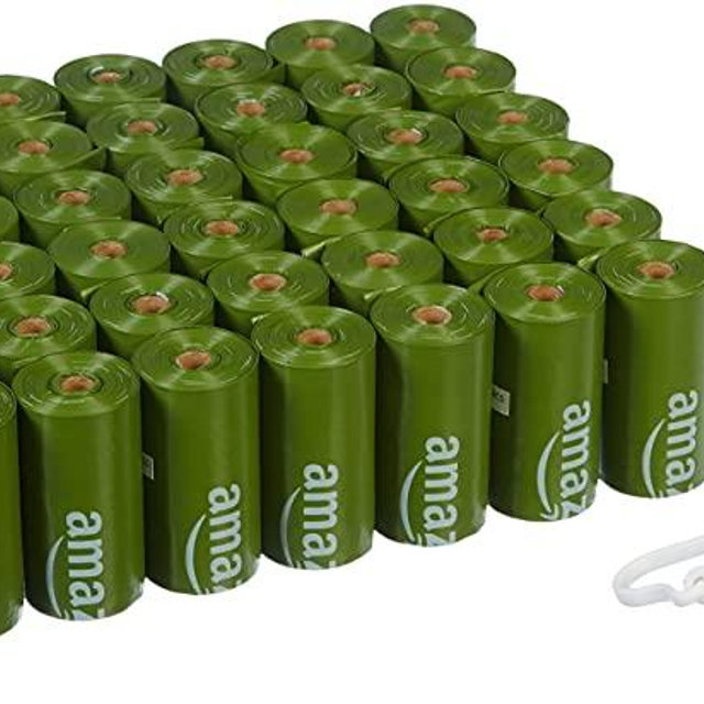 Amazon Basics Unscented Dog Poop Bags with Dispenser and Leash Clip, 13 x 9 Inches, Green - Pack of 810 (54 Rolls)