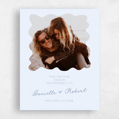 Light Sky, Blue Wedding Save the Date - Cerise Photo