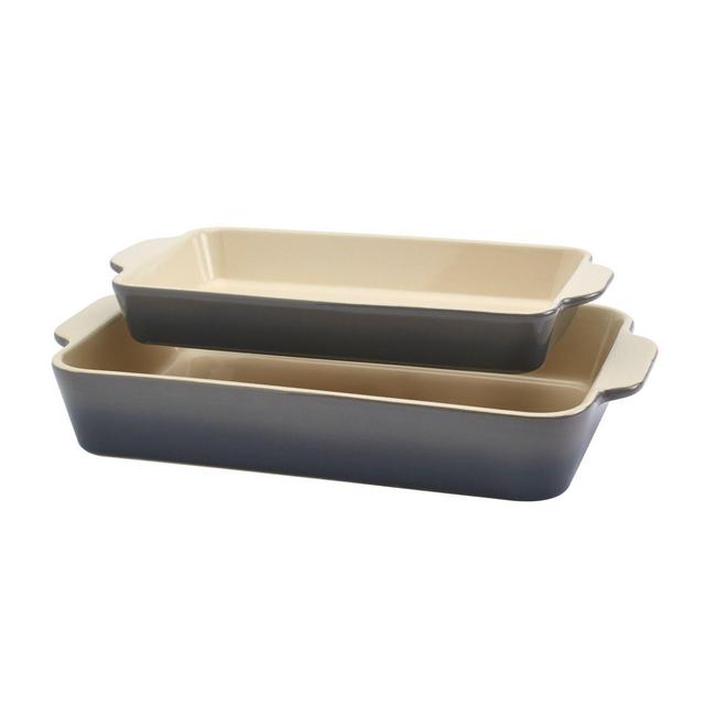 Artisanal Kitchen Supply® Ceramic Rectangular Baker in Grey (Set of 2)