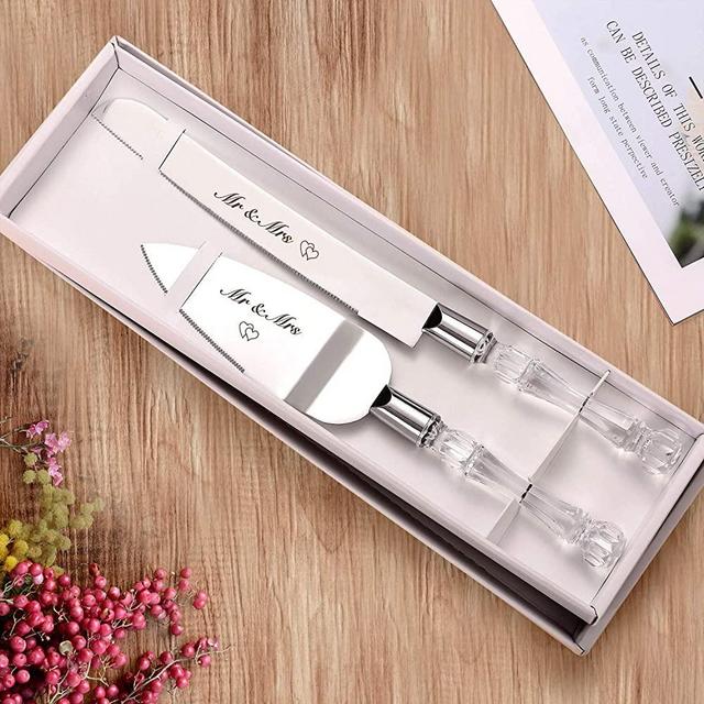 AW BRIDAL Cake Cutting Set for Wedding- Mr and Mrs Cake Cutter, Wedding Cake Knife and Server Set Personalized Anniversary Valentines Gifts