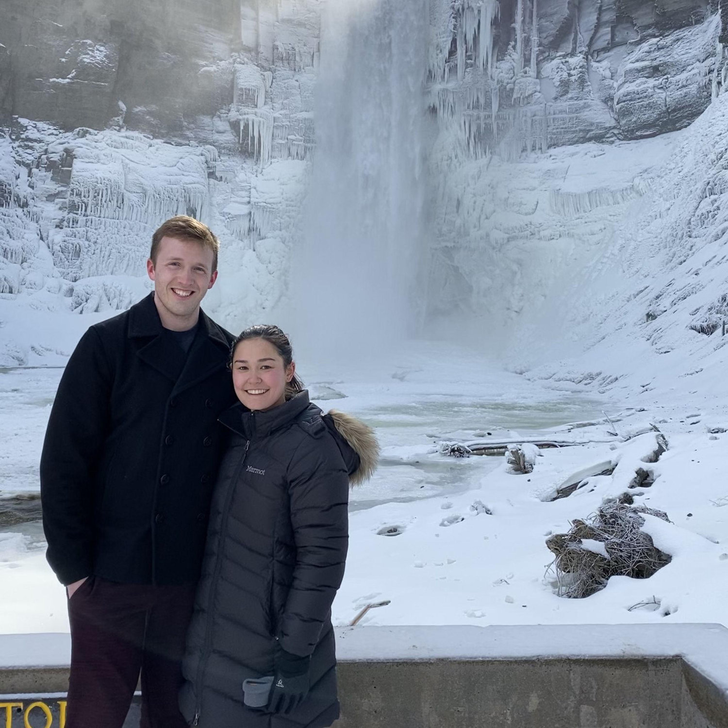 Us at Taughannock Falls in the winter.