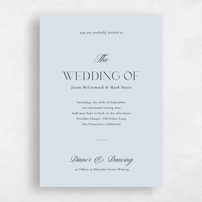 Blue Whisper Wedding Invitation - Gavin Portrait