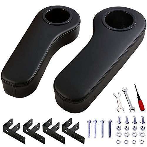 Roykaw Golf Cart Armrest with Cup Holder for EZGO Club Car Yamaha - Upgrade Support Frame/No Drilling Required - Black/Beige/Gray