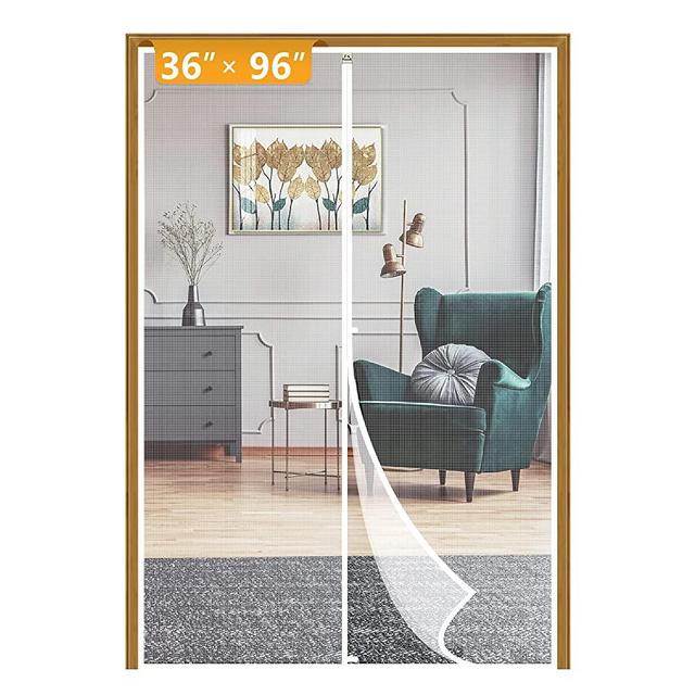 Yotache White Screen Doors with Magnets Fits Door Size 36 x 96, Screen Size 38" x 97" Heavy Duty Door Net Enjoy Fresh Air