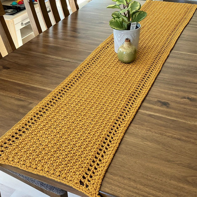 Modern Table Runner Crochet Pattern // Crochet Placemat Pattern // Crochet Dining Set // Crochet Farmhouse Table Runner // Boho Table Runner