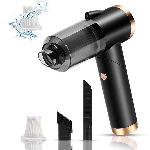 GIMANDI Handheld Vacuum Cleaner Cordless, Mini Foldable Portable Vacuum with 120W Rechargeable Power, LED Lighting and 9000Pa Suction for Car, Home, and Pet Hair Cleaning(Black)