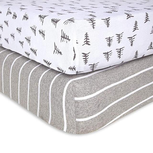 Burt's Bees Baby - Fitted Crib Sheets, 2-Pack, Boys & Unisex 100% Organic Cotton Crib Sheet for Standard Crib and Toddler Mattresses (Pine Forest)