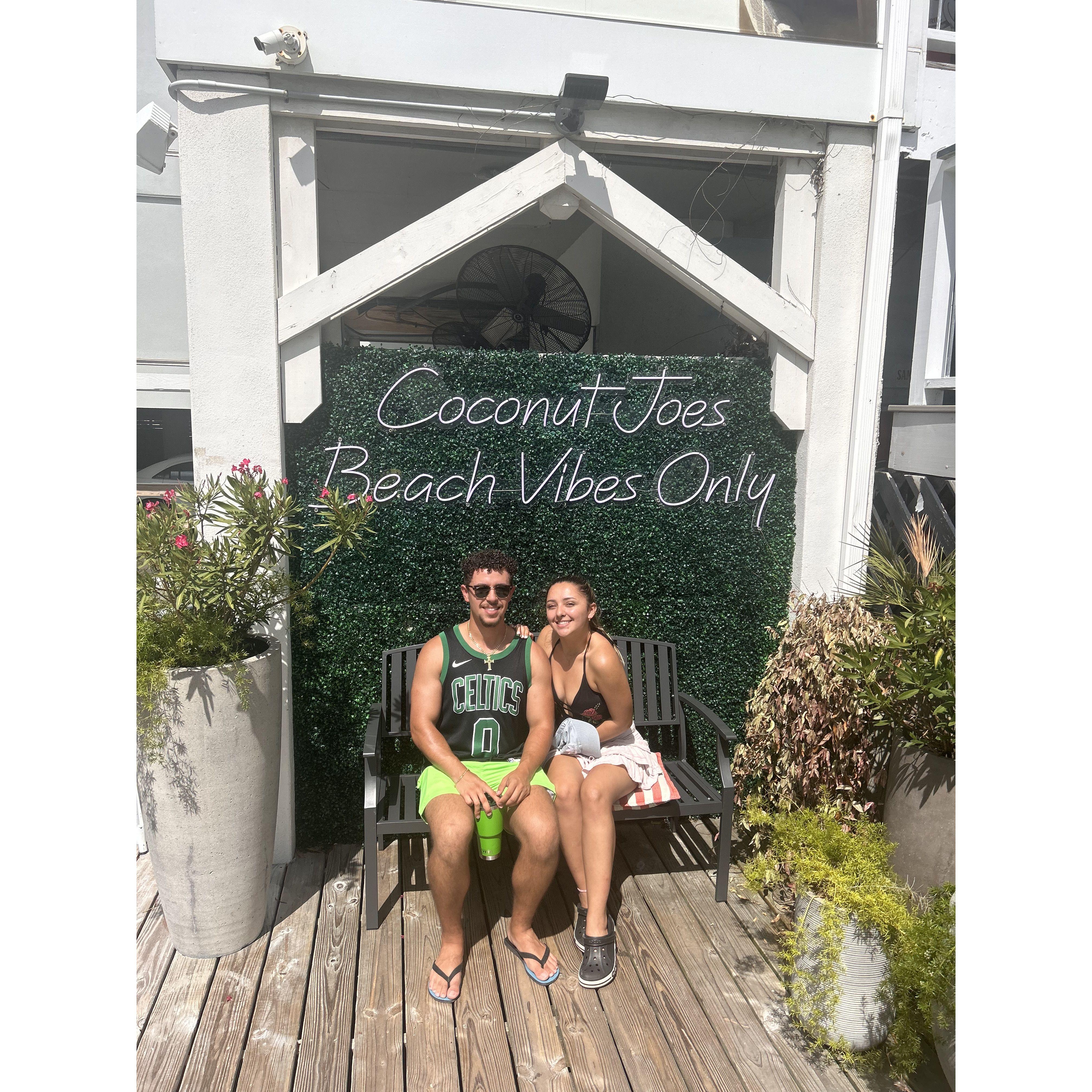 At Coconut Joes - Gabe's favorite restaurant- after a beach day