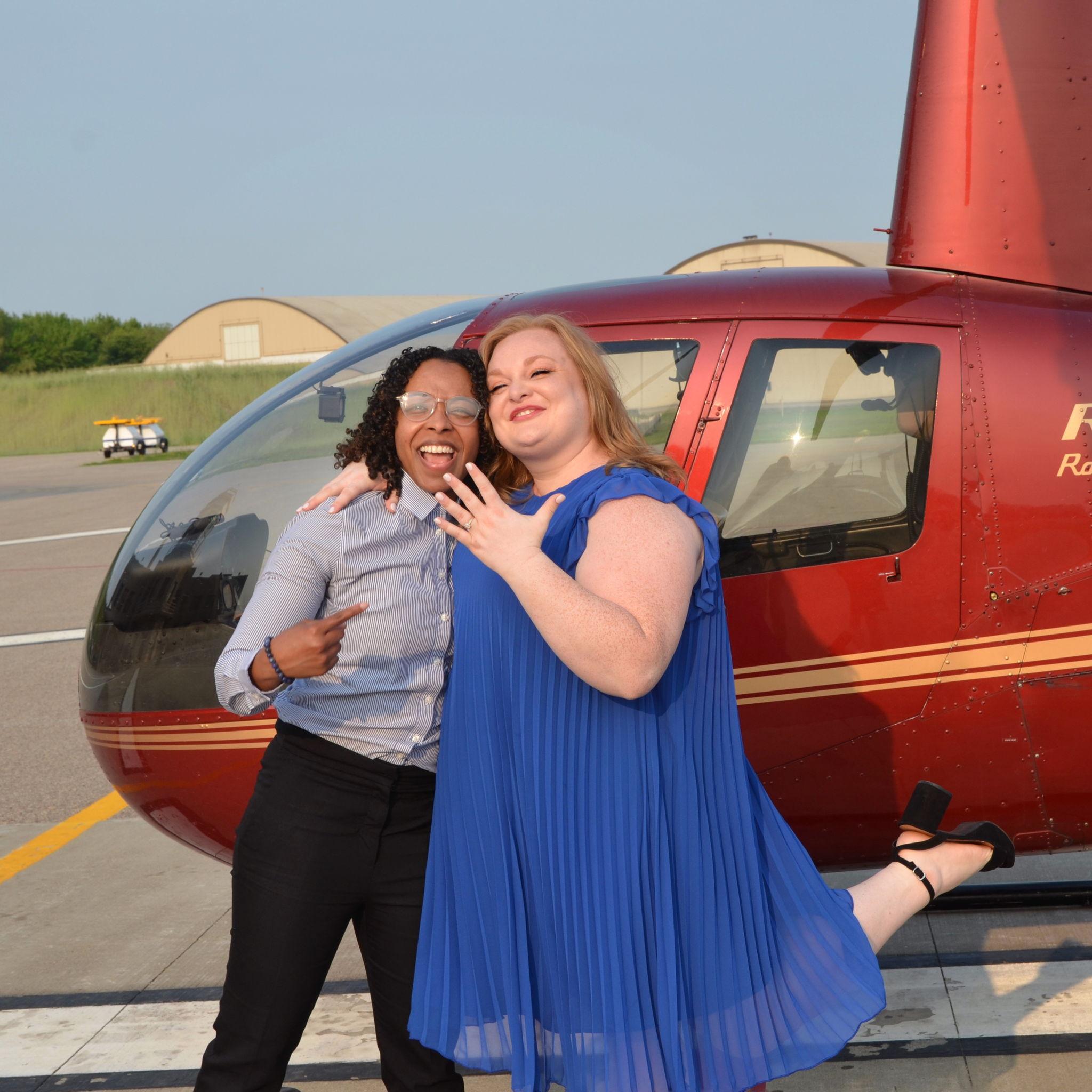 Engagement Day! Helicopter ride over St, Paul, MN