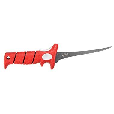 Bubba 6 Inch Whiffie Extreme Flex Tapered Fillet Knife with Non-Slip Grip Handle, 8Cr13MoV Stainless Steel Blade, Lanyard Hole and Synthetic Sheath for Fishing