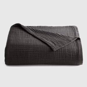 Organic Airy Gauze Blanket in Charcoal