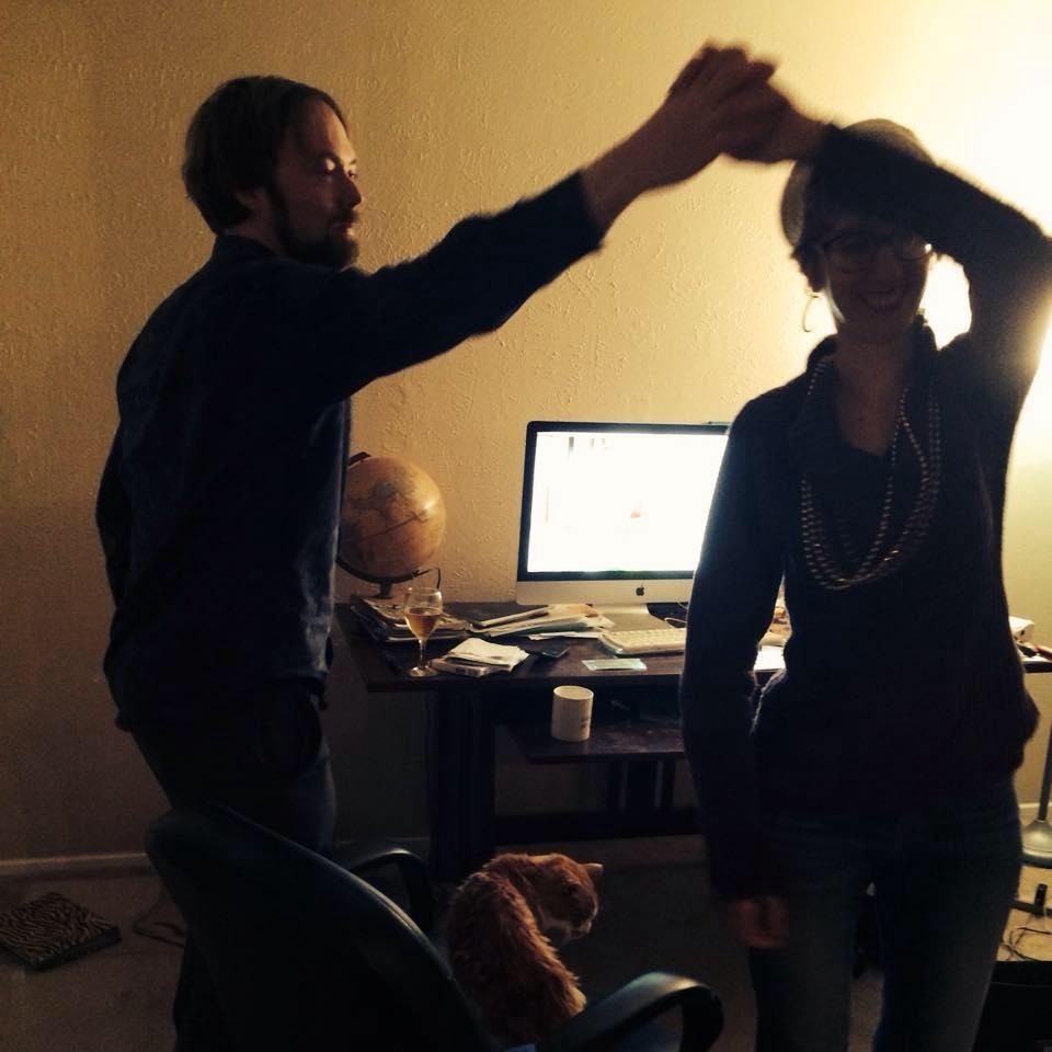 Swing dancing around Clyde the cat