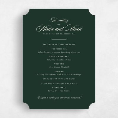 Green Ticket Wedding Program - Grazio