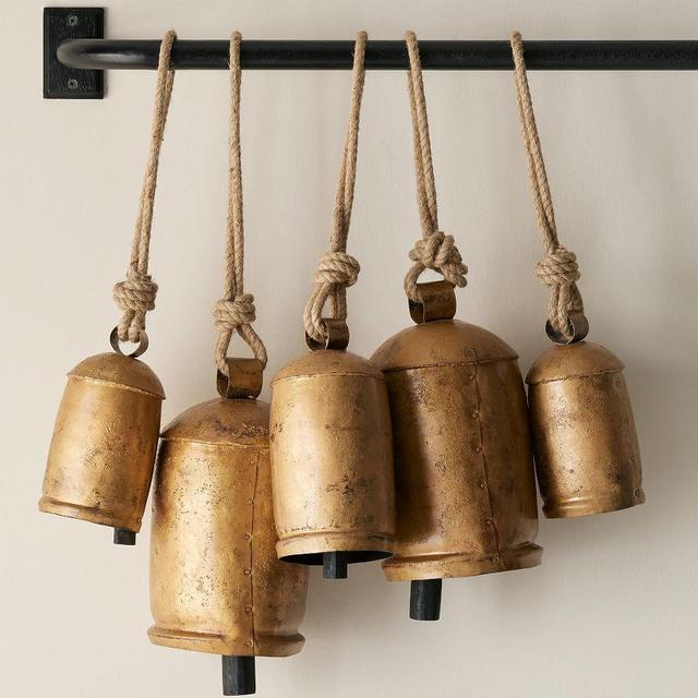 Bell Wall Art, Brass, Set of 5