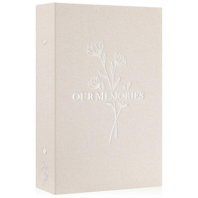 Lanpn Photo Album 4x6 300 Pockets, Linen OUR MEMORIES Hardcover Photo Book Photobook Holds 300 Horizontal Pictures Only Beige