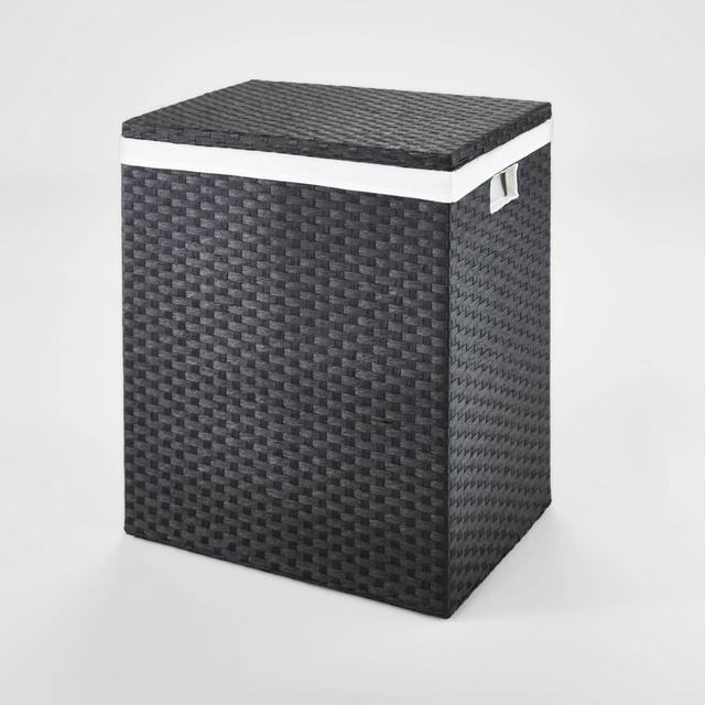 24" x 14" x 20" Lined Woven Hamper Black - Brightroom™