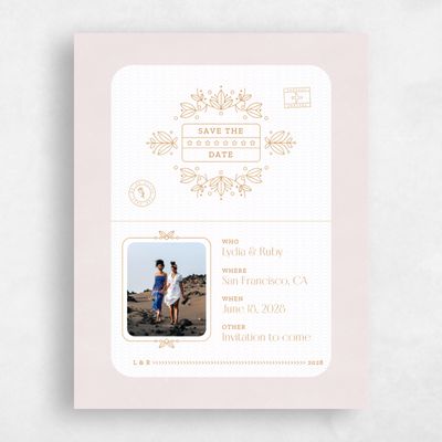 Blush, Pink Wedding Save the Date - Montavilla Portrait