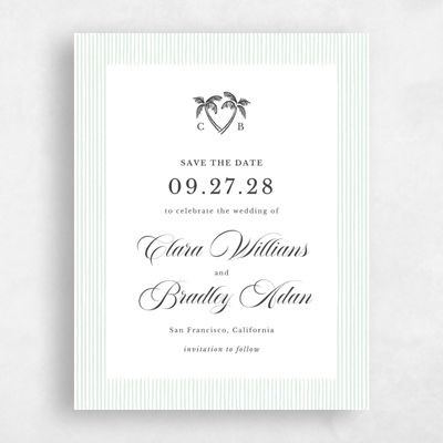 Dark Charcoal, White Wedding Save the Date - Seychelles Portrait