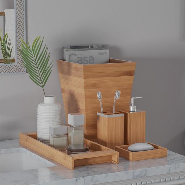 Lavish Home 5-Piece Bathroom Decor Set, Natural