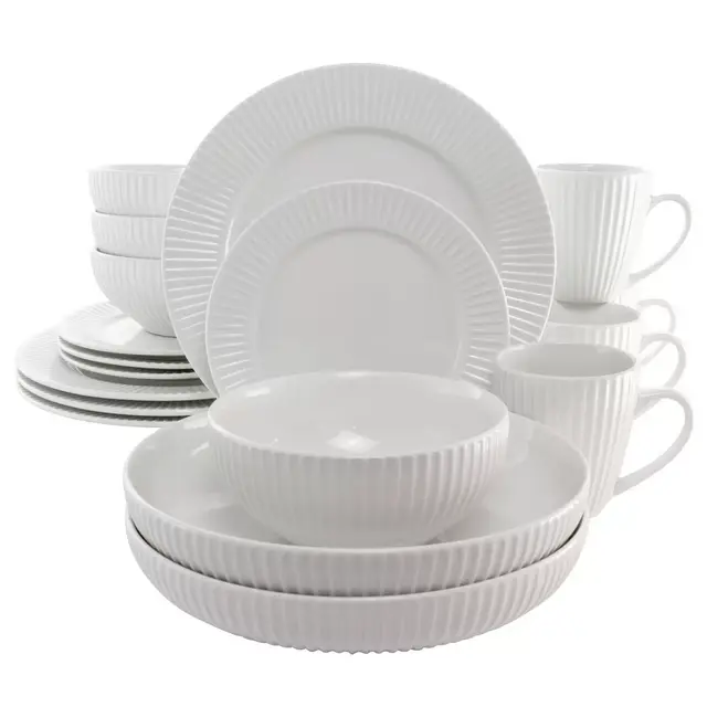 Elama Elle 18-Piece Dinnerware Set in White