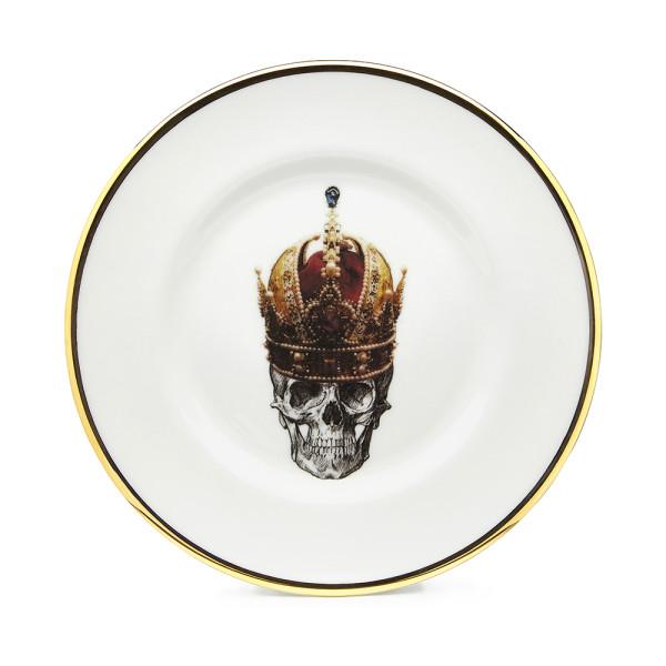 Skull in Red Crown Bone China Plate