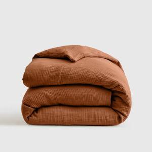 Terracotta Organic Airy Gauze Queen Duvet Cover | Quince