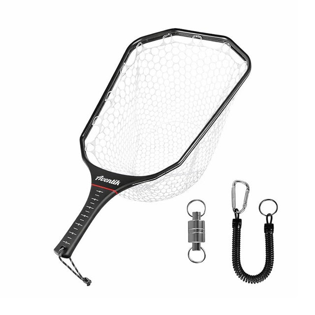 Aventik Fly Floating Fishing Net Carbon Fiber Landing Trout Net Light Weight Clear Rubber Ghost Net Catch & Release