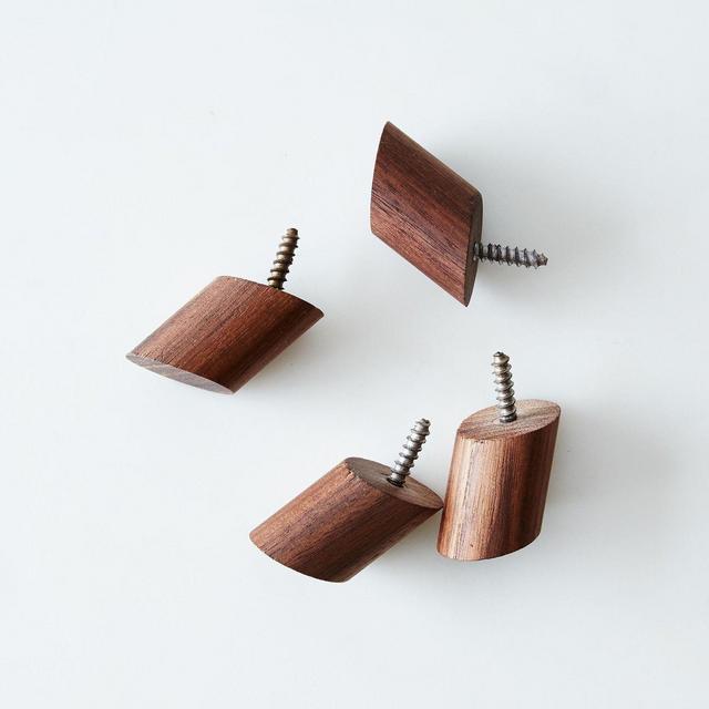 Round Wall Hooks - Walnut set of 4